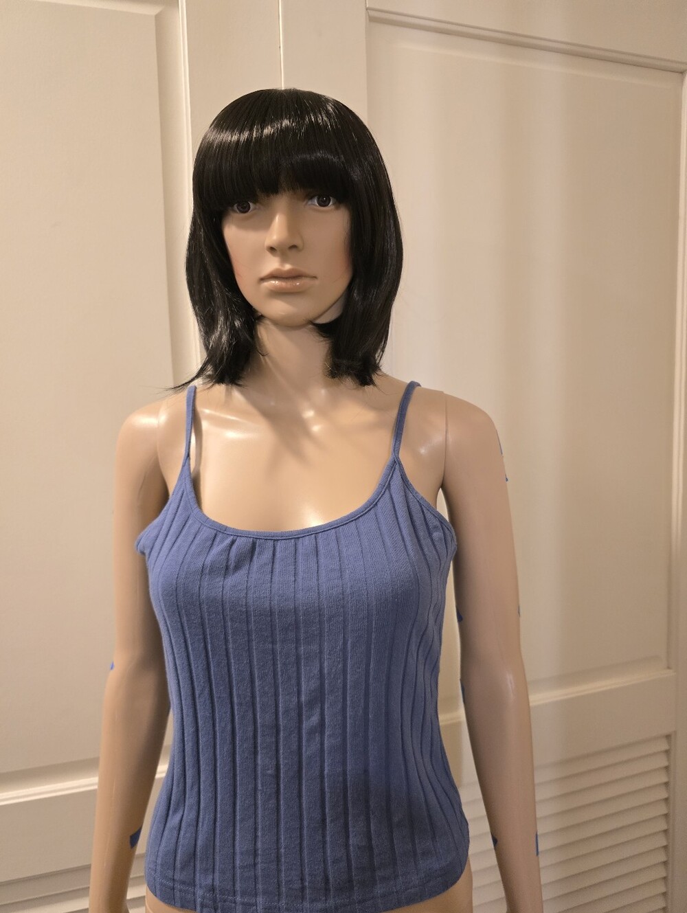 Blue Ribbed Tank Top with Spaghetti Straps💙